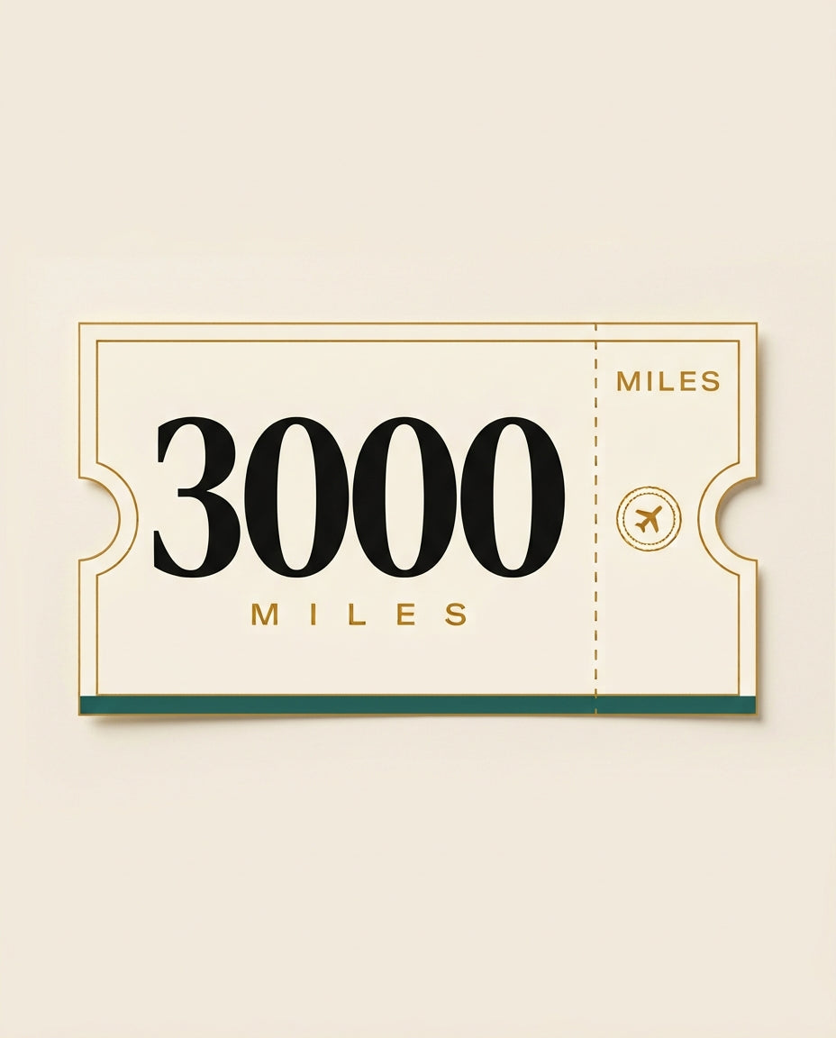 Tiket bergaya boarding pass bertuliskan 3.000 Miles untuk Paspor Karier Get Karier