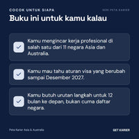 Peta Karier Asia & Australia cocok untuk yang mengincar kerja profesional di 11 negara Asia dan Australia, perlu tahu aturan visa sampai Desember 2027, dan butuh rencana 12 bulan.